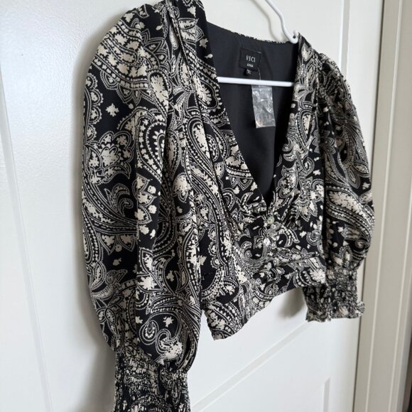 Vici Women's Boho Paisley Balloon Sleeve Crop Top - Small NWOT - Picture 3 of 4